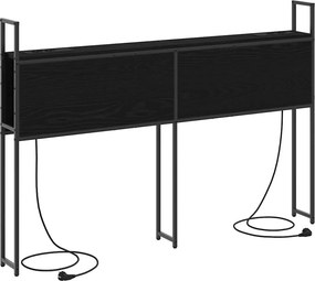 vidaXL Tárolós Fejtámla Töltő Állomással Musta tammi 163 x 15 x 98 cm