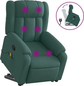 vidaXL sötétzöld szövet dönthető masszázs- és állófotel