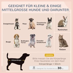 PawHut Rattan kültéri kutyafekhely előtetővel, hűsítő kisállatfekhely fémkerettel, levehető párna, kávébarna