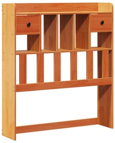 barna tömör fenyőfa könyvespolcos ágy matrac nélkül 75 x 190 cm