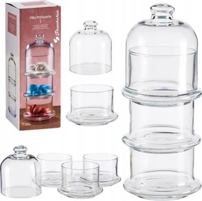 Üveg Édességtartó 3 Szintes 3X230 ML Zárható Kávé Tea