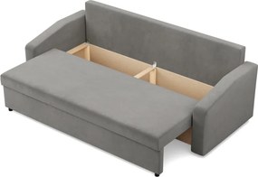 Zeus kanapéágy, bársony, hab töltet, döntött kartámasz, világosszürke