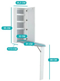 Fali tükrös tárolószekrény kihajtható vasalódeszkával