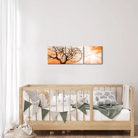 Narancssárga fa képe (órával) (90x30 cm)