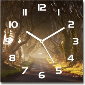 Négyzet alakú csendes üveg falióra Köd az erdőben 30x30