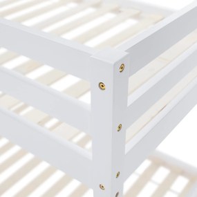 Emeletes ágy, 90x200, tömör fa, fehér, INEZA