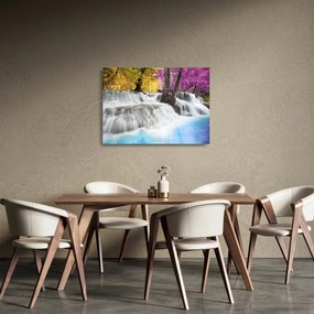 Egy kép Erawan vízeséséről az erdőben (üvegen) (70x50 cm)