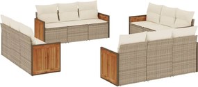 vidaXL 12 részes bézs polyrattan kerti ülőgarnitúra párnákkal