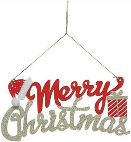 Marry Christmas medál 30 cm piros/arany