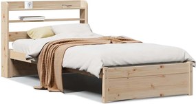 vidaXL tömör fenyőfa ágykeret fejtámlával 90 x 200 cm