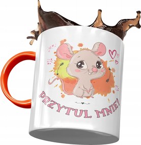 Narancssárga bögre egérrel Aranyos ajándék fényképes nyomtatással