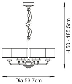 Endon 99151 - HIGHCLERE láncos csillár 6xE14/28W/230V szürke/matt króm