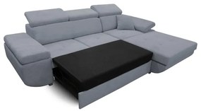 CASTELO jobb oldali, kihúzható L-alakú sarokkanapé tárolóval, sötétszürke