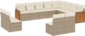vidaXL 12 részes bézs polyrattan kerti ülőgarnitúra párnákkal