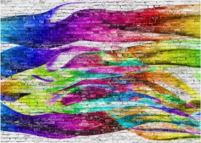 Kép - Téglafal színes lángokkal (üvegen) (70x50 cm)
