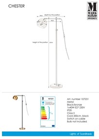 Markslöjd 107231 - Állólámpa CHESTER 1xE27/40W/230V fekete/bronz