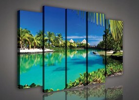 Vászonkép 150x100 Trópusok paradicsom lagúna tengerpart pálmafák óceán nyugalom nap természet