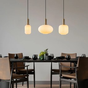 Asker 15196 arany 3 ágú fém-üveg függőlámpa, 87 x 30 cm