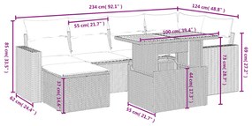 7 részes szürke polyrattan kerti ülőgarnitúra párnákkal