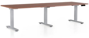 Állítható magasságú íróasztal OfficeTech Long, 240 x 80 cm, szürke alap, dió