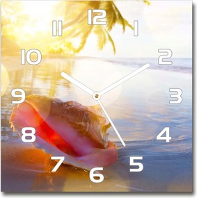 Üveg falióra szögletes Kagyló a tengerparton 30x30 cm