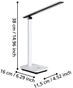 Eglo 900956-LED Dimmelhető újratölthető asztali lámpa INIESTA 3,6W/5V 1800mAh fehér