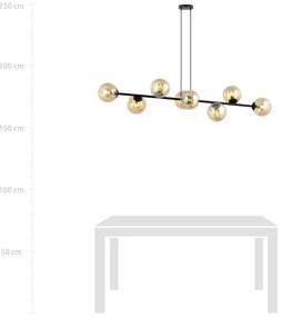 Csillár zsinóron ROSSI 8xE14/10W/230V fekete/bézs