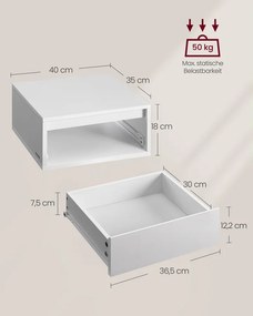 VASAGLE Kailyn lebegő éjjeliszekrény szett (2 db) 3 színű világítással, fehér