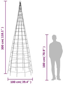 színes LED karácsonyfa zászlórúdra 550 LED 300 cm