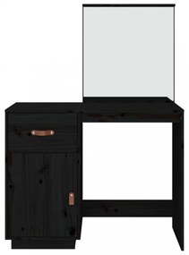 fekete tömör fenyőfa fésülködőasztal 95 x 50 x 134 cm