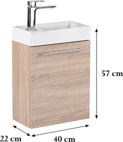 Fantastic alsó fürdőszoba bútor, mosdóval, sonoma tölgy színben