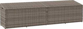 Szürke Polyrattan Kerti Tárolóláda 220X50X58 Cm