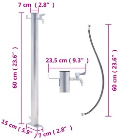 kerek rozsdamentes acél kerti oszlop típusú vízcsap 60 cm