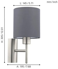 Eglo 94926 - PASTERI fali lámpa 1xE27/60W/230V