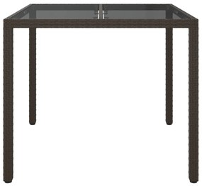 Kert étkezőasztal barna 90x90x75 cm polirattan