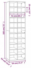barna tölgy színű szerelt fa cipősszekrény 54 x 34 x 183 cm