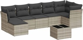 vidaXL 8 részes világosszürke polyrattan kerti ülőgarnitúra párnával