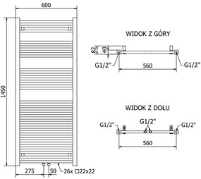 Mexen Pluton fűtőelem 1450 x 600 mm, 826 W, fehér, W106-1450-600-00-20