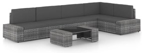 vidaXL 6 részes szürke polyrattan kerti ülőgarnitúra párnákkal