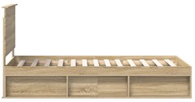 vidaXL Ágykeret fejtámlával Sonoma 100 x 200 cm Tömör fenyőfa