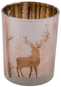 Aranyszínű üveg gyertyatartó karácsonyi mintával - Ego Dekor