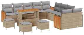 Kerti Kanapé Szett 14 pcs Beige és világosszürke