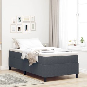 Box Spring Ágy Memóriáhab Matrac Sötétszürke Egyszemélyes Kordbársony Szövet