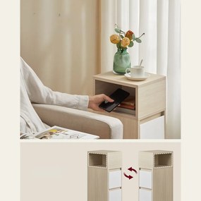 ROBIN éjjeliszekrény, 30x25x65cm, fehér/bézs Vasagle