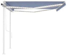 kék/fehér automata szélérzékelős és LED-es napellenző 4,5 x 3 m