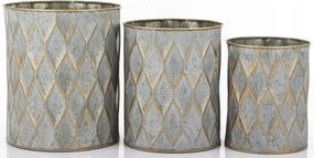 Váza Fém kaspóvédő ezüst csiszolt dekoráció kpl 3db