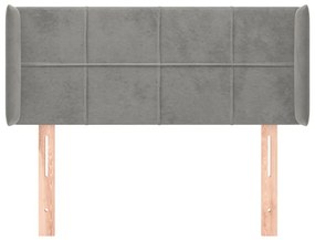 világosszürke bársony fejtámla 83x16x78/88 cm