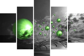 Zöld absztrakt gömbök képe (150x105 cm)