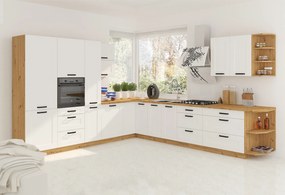 Magas szekrény, fehér/artisan tölgy, LULA 40 DK-210 2F