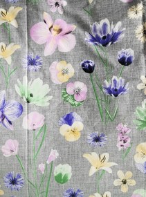 Ágynemű pamut Mezei Virágok szürke TiaHome - 1x Párna 90x70cm, 1x Paplan 140x200cm